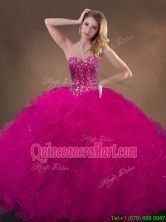 Pretty Fuchsia Quinceanera Gowns with Beading and Ruffles SWQD050MT-5FOR