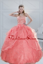 Recommended 2015 Fabulous Watermelon Quinceanera Dresses with Beading XFNAOA27TZFXFOR