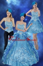 Recommended 2015 Sweetheart Teal Quinceanera Gown with Embroidery and Pick Ups XFNAOA36TZA1FOR