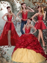 Recommended 2015 Wine Red Sweetheart Quinceanera Dresses with Embroidery and Pick Ups ZY775TZA2FOR