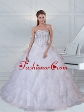 Recommended Detachable Sweetheart White Quinceanera Dress with Ruffles and Beading QDZY152TZFXFOR