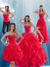 Recommended Red Strapless Quinceanera Dress with Ruffles and Beading QDZY034-2TZA2FOR
