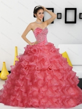 2015 Elegant Sweetheart Quinceanera Dresses with Appliques and Ruffled Layers QDDTC44002FOR