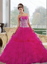 2015 Luxurious Sweetheart Quinceanera Gown with Appliques and Ruffles QDDTB37002-1FOR