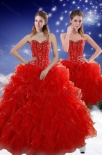 2015 New Arrival Perfect Red Sweet 15 Dresses with Beading and Ruffles XFNAO5793TZFOR