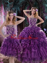 2015 New Arrival Pretty Purple Dresses for Quince with Appliques and Ruffles XFNAO244TZFOR