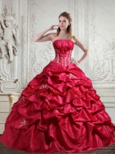 2015 New Arrival Unique Appliques and Pick Ups Red Sweet 16 Dress QDZY466TZFXFOR