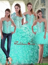 2015 Summer New Arrival Brush Train Ball Gown Quinceanera Dresses with Beading and Ruffles SJQDDT74001FOR