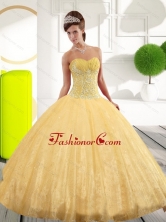 Affordable Sweetheart Appliques Gold Quinceanera Dresses for 2015 Spring QDDTB24002FOR