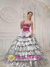 Bisira Panama Beautiful strapless 2013 Popular Princess Quinceanera Dress with Brilliant silver Style QDZY425FOR