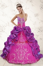 Classic Ball Gown Embroidery Court Train Quinceanera Dresses in Purple XFNAOA53FOR 