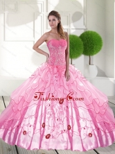 Decent Sweetheart 2015 Quinceanera Dresses with Appliques and Ruffled Layers QDDTB30002FOR