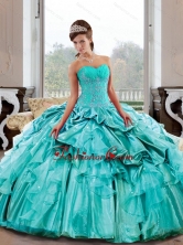 Flirting Sweetheart 2015 Quinceanera Gown with Appliques and Pick Ups QDDTB28002FOR