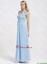 Gorgeous Halter Top Ruffles and Belt Baby Blue Prom Dresses for 2016 DBEE192FOR