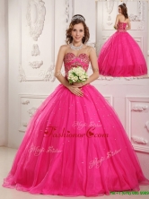 Hot Sale Hot Pink A Line Sweetheart Floor Length Quinceanera Dresses  QDZY090AFOR