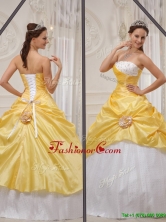 Modern 2016 Yellow Strapless Quinceanera Gowns with Beading QDZY366DFOR
