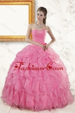 New Arrival 2015 Pretty Pink Beading and Ruffles Quinceanera Dresses XFNAO142TZFXFOR