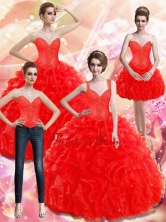 New Arrival Appliques and Ruffles Red Quinceanera Dress for 2015 SJQDDT28001FOR