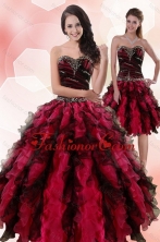 New Arrival Multi Color Sweetheart Sweet 15 Dresses with Ruffles and Beading for 2015 XFNAO5800TZFOR