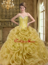 New Arrival Sweetheart Beading and Rolling Flowers Gold 2015 Quinceanera Gown SJQDDT19002-3FOR