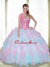 New Arrival Sweetheart Beading and Ruffles Multi Color Quinceanera Dresses SJQDDT21002FOR