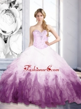 New Arrival Sweetheart Multi Color Quinceanera Gown with Beading and Ruffles SJQDDT7002FOR
