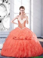Perfect 2015 Winter Sweetheart Watermelon Quinceanera Dresses with Beading and Ruffles SJQDDT83002FOR