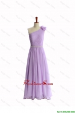Perfect Hand Made Flower and Belt Lilac Prom Dresses with Brush Train DBEES142FOR