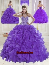 Pretty Sweetheart Brush Train Beading Quinceanera Dresses in Purple XLFY091906B-7FOR
