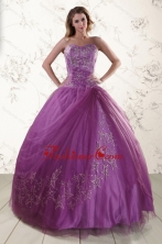 2015 Beautiful Sweetheart Purple Quinceanera Dresses with Embroidery XFNAO296FOR