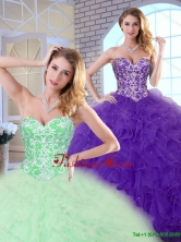 2016 Fall Perfect Sweetheart Quinceanera Gowns with Beading and Ruffles SJQDDT163002G-1FOR