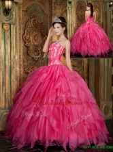 2016 Pretty Ball Gown Floor Length Hot Pink Quinceanera Dresses  QDZY003AFOR