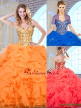 2016 Summer  Beautiful Sweetheart Quinceanera Dresses with Beading and Ruffles SJQDDT163002EFOR