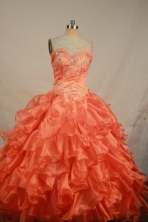 Pretty Ball Gown Sweetheart Floor-length Orange Red Organza Quinceanera dress Style LJ42467