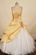 Affordable Ball Gown Sweetheart Floor-length Yellow Taffeta Beading Quinceanera dress Style FA-L-3s24