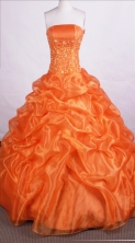 Beautiful Ball Gown Strapless Floor-length Orange Quinceanera Dresses Style FA-C-061