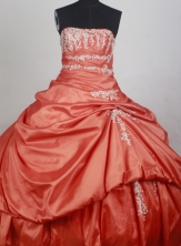 Beautiful Ball Gown Strapless Floor-length Orange Red Quincenera Dresses TD260058