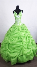Beautiful Ball Gown Straps Floor-length Spring Green Quinceanera Dresses Style FA-C-057
