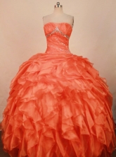 Brand New Ball Gown Strapless Floor-length Orange Red Quinceanera dress Style FA-L-313