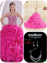 Cheap Ruffles and Beading Fuchsia Quinceanera Gowns  LFY091906DFOR