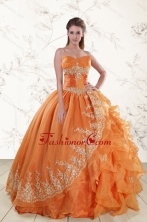 Cheap Strapless Appliques 2015 Quinceanera Dresses in Orange XFNAO308FOR