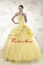 Cheap Yellow Sweetheart Ball Gown Quinceanera Dresses for 2015 XFNAO214FOR
