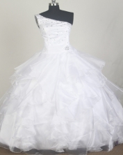 Classical Ball Gown One Shoulder Floor-length White Quinceanera Dress LZ426044 