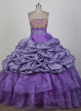 Classical Ball Gown Strapless Floor-length Purple Quinceanera Dress X0426082