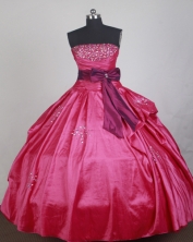 Classical Ball Gown Strapless Floor-length Red Quinceanera Dress LZ426026