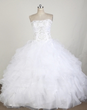 Classical Ball Gown Strapless Floor-length White Quinceanera Dress LZ426016