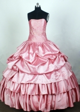 Elegant Ball Gown Strapless Floor-length Light Pink Quincenera Dresses TD260052