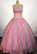 Elegant Ball Gown Strapless Floor-length Pink Taffeta Beading Quinceanera Dress Style FA-L-122