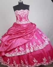 Elegant Ball Gown Strapless Floor-length Red Quinceanera Dress LZ426045 