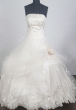 Elegant Ball Gown Strapless Floor-length White Quinceanera Dress LZ426064